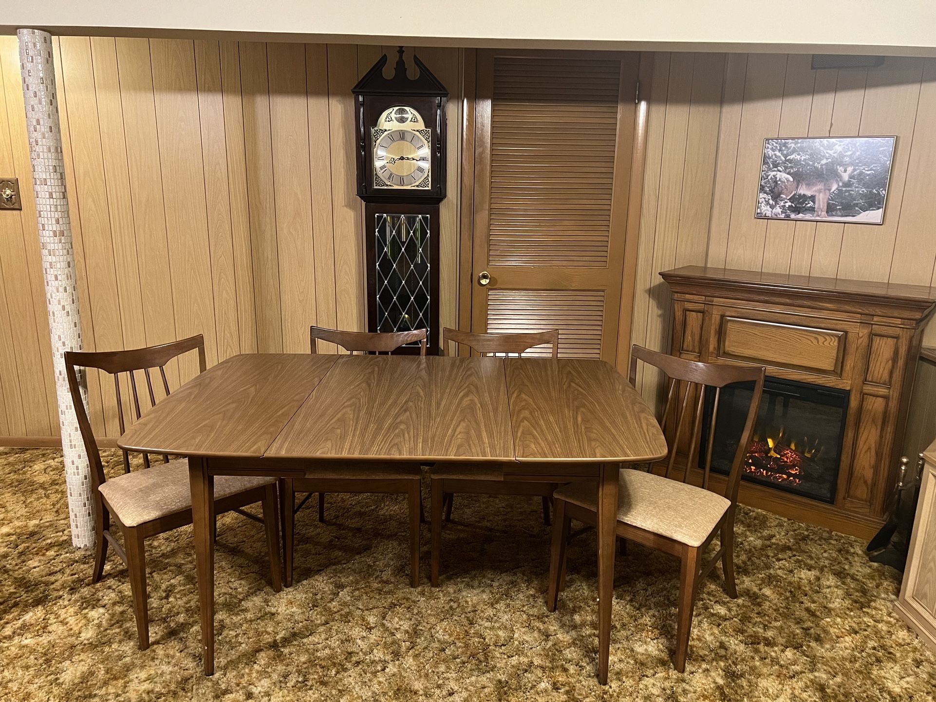 Vintage Folding Dining Table & 4 Chairs