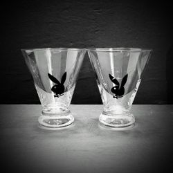 Vintage Pair of Playboy Martini / Cocktail Glasses.