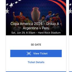 Copa America Argentina Versus Peru 4 Tickets Lower Level