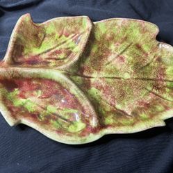 JAMESON'S LEAF SHAPE DISH - Vintage Capistrano California Pottery Greens/Browns