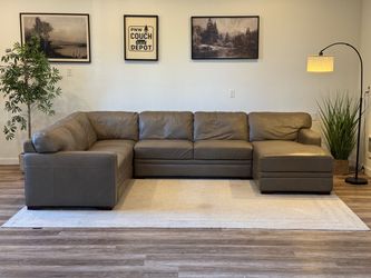 Macy’s Chateau D’ax taupe leather sectional couch delivery