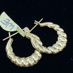 $115 Yellow Gold Shell Hoop Earrings 