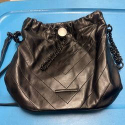 ALDO Black Stitched Bucket Bag Sac Purse 