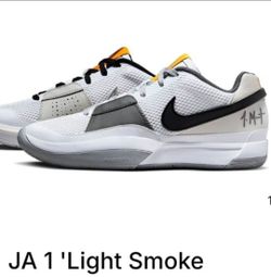 Nike Men’s JA 1 Light Smoke Grey White Black with Yellow Accent