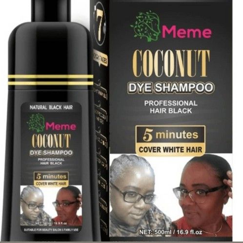 Coconut Dye shampoo,  Cover Grey Hair In 5 Minutes 