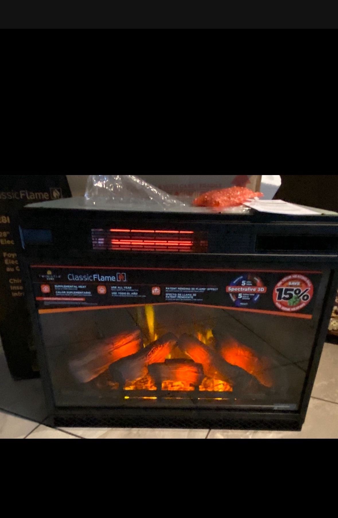 28" 3D Infrared Spectrafire Electric Fireplace Insert $140 Firm