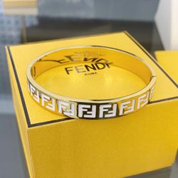 Fendi FF Letter Print Gold Bracelet Womens