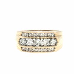 Men’s 10k Yellow Gold Three-Row Diamond Band Ring Size 10 GP3119885