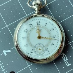 Antique 1903 Elgin 18 Size Grade 208 Fancy Dial Pocket Watch RUN & KEEPS GOOD TIME.