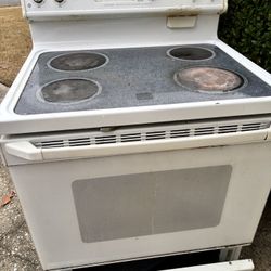 White Electric Stove & refrigerator working condition need clean and TLC