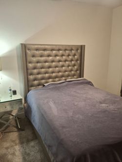 Tufted Wingback Upholstered Headboard, sideboards & footboard.