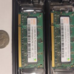 2 X 512MB 2Rx16 PC2-5300 Laptop Memory Modules