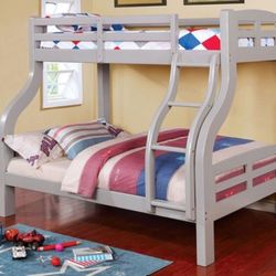 Brand New Grey Twin Over Full Bunk Bed 