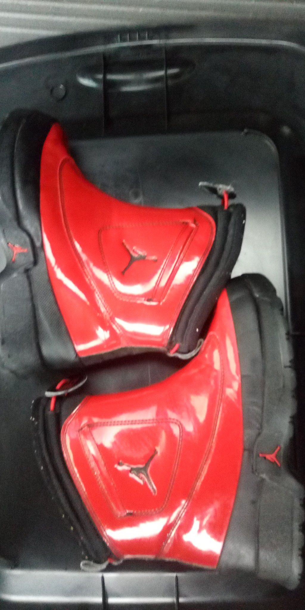 Jordan's red rubber boots