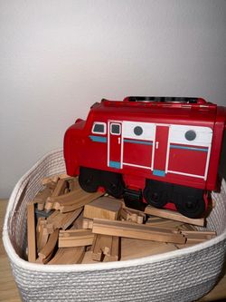 Kids wooden train set