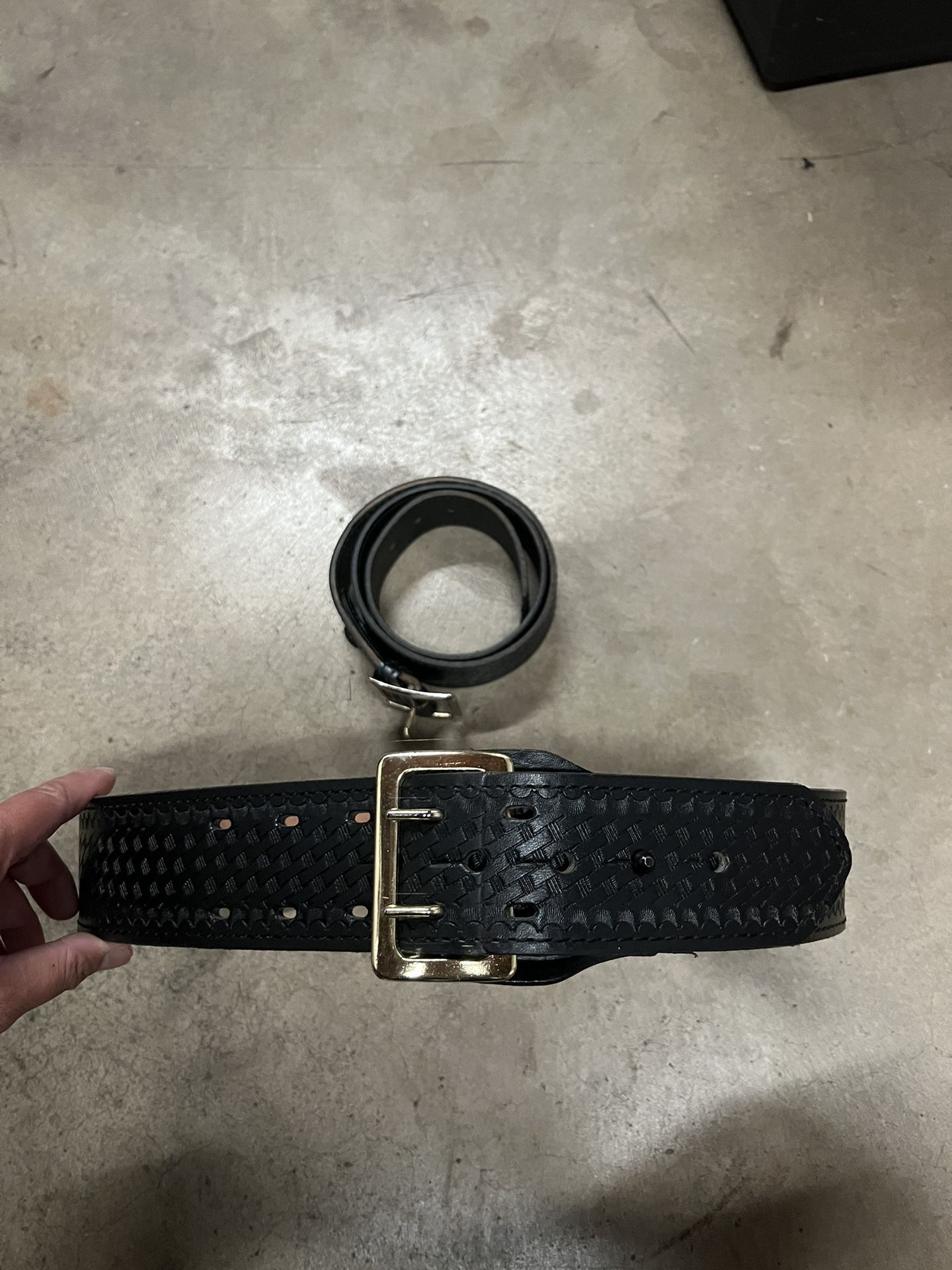 Duty Belt 32 Inch Brass Buckle Basketweave+ Inner Belt