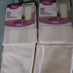 NEW - 4 Sets Of Sheer Striped Curtain Panels