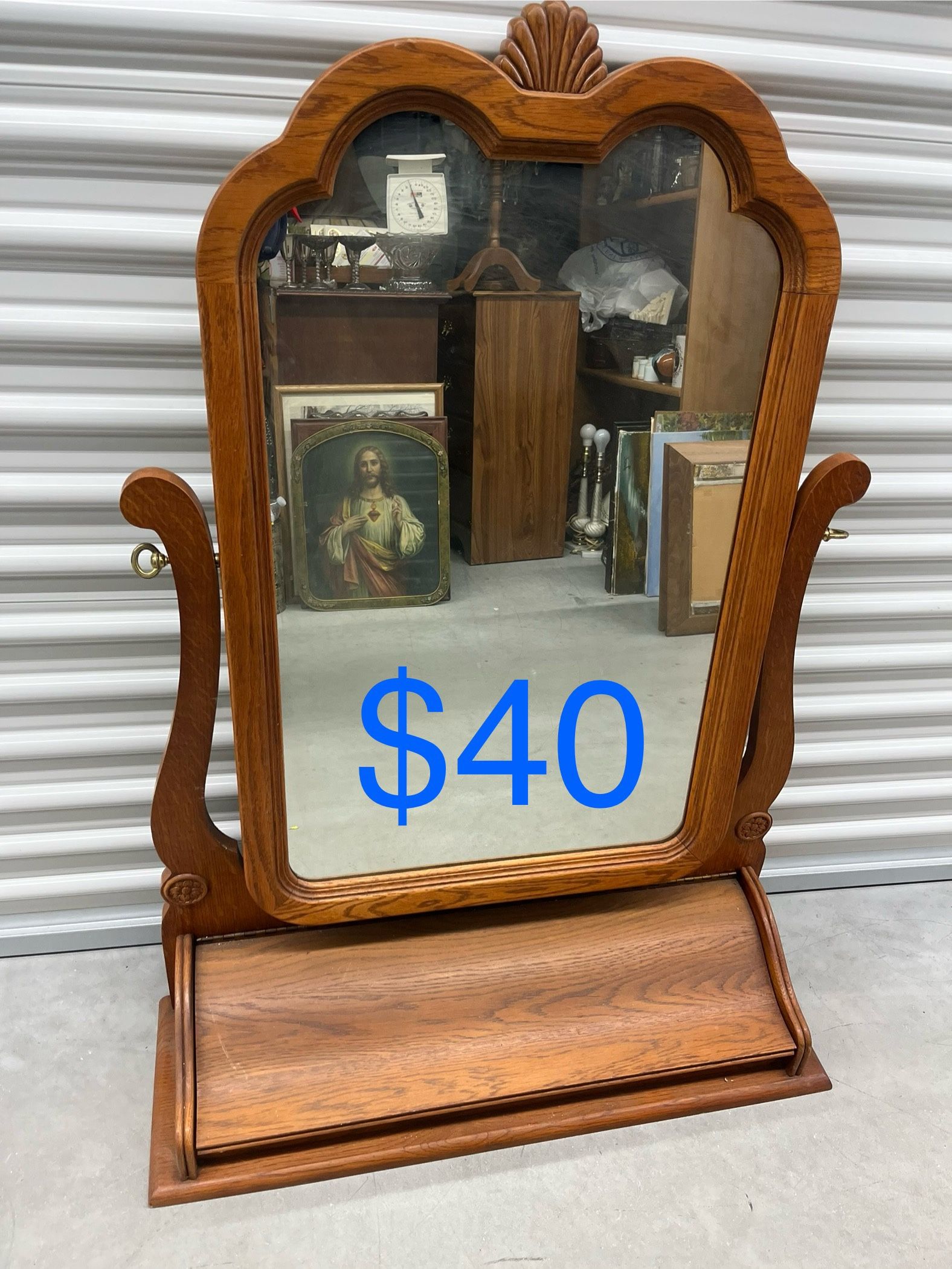 Vintage solid oak Dresser Mirror