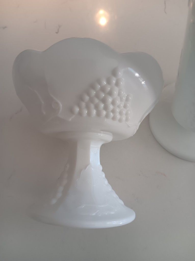 One Candle Holder Milk Glass