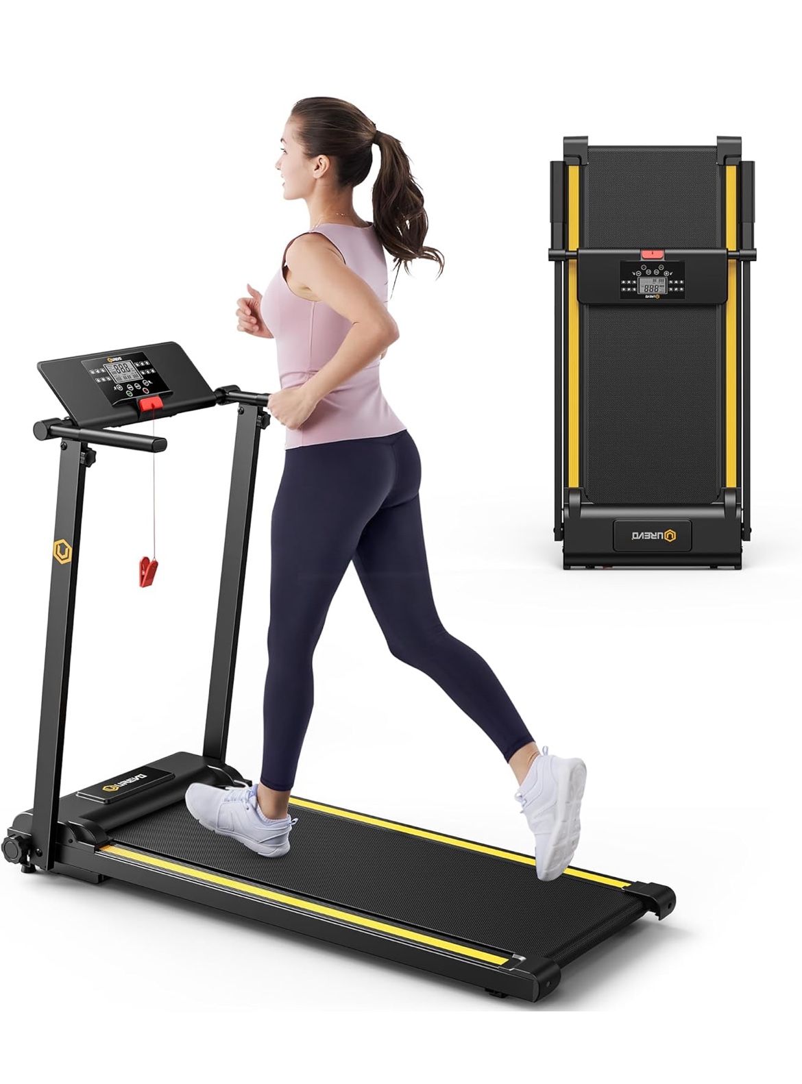 UREVO Folding Treadmill – Compact Walking Pad with Remote & LED Display