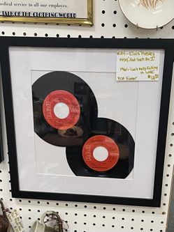 Elvis Art Framed 45 RPM Records Original 