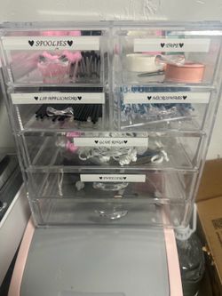 lash supplies and cart