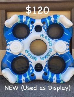 NEW Quad Inflatable Island Float / River Tubes with 2 Built-in Coolers / 4-person River Tubes