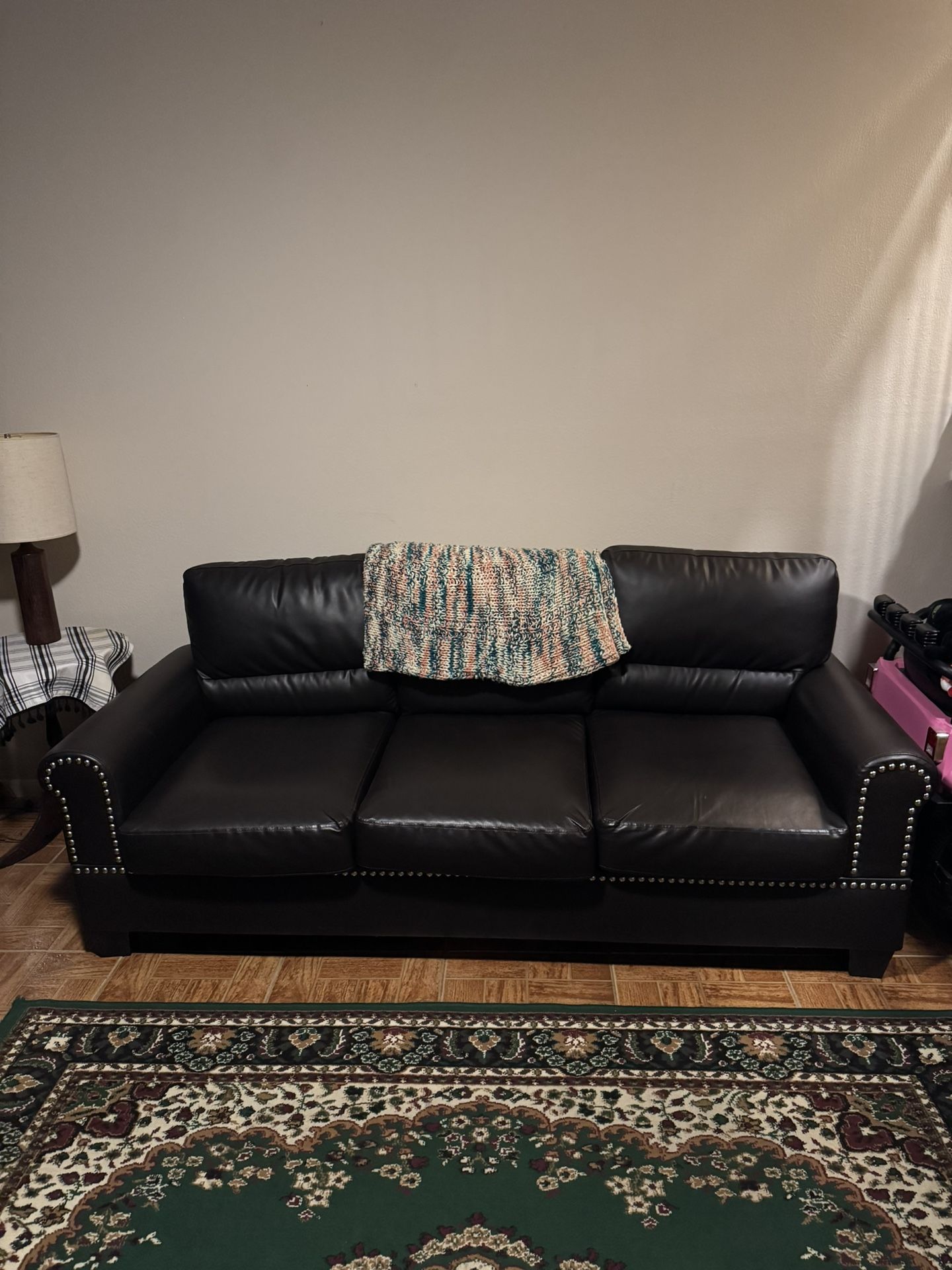 Black Love Seat And Three Seat Couch