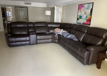 Genuine Leather Reclining Sectional