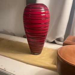Vintage hand blown red vase