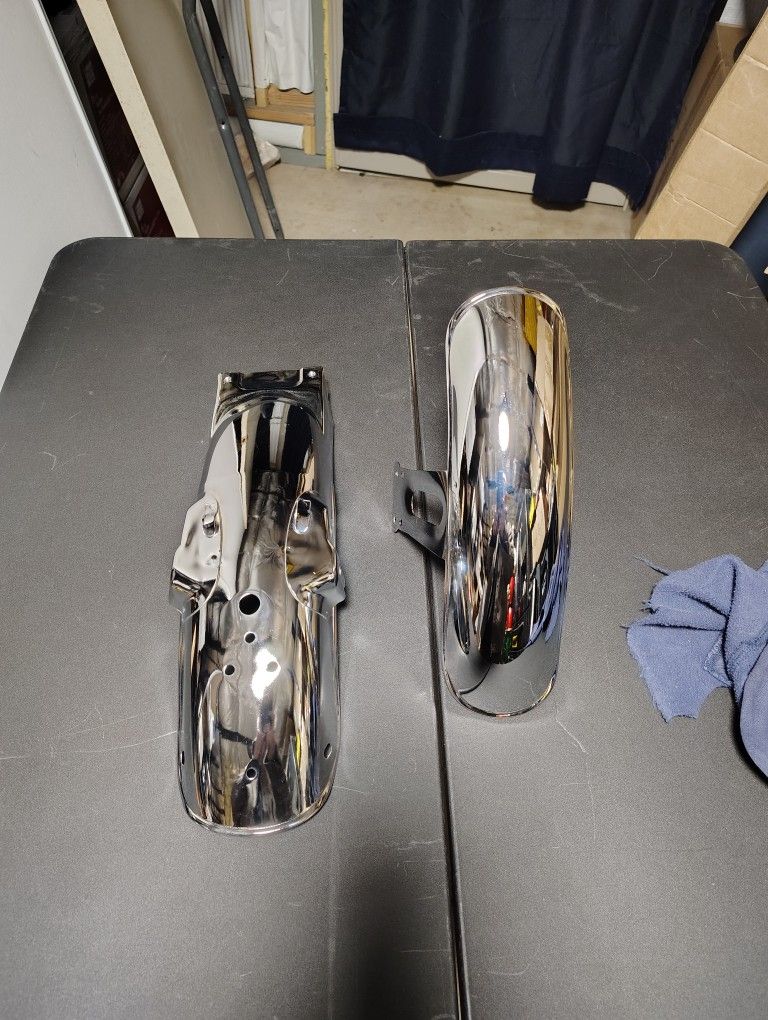 Motorcycle Fenders, Chrome, Front And Rear