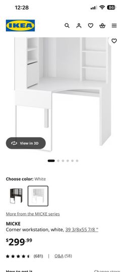 IKEA MICKE Corner Workstation White
