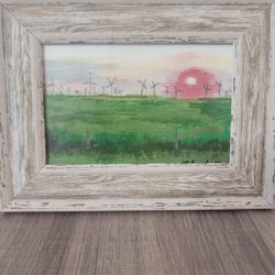 Hand Painted Windmill Scene