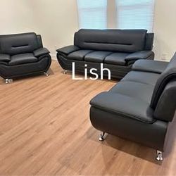 3Pc Leather Sofa Set New