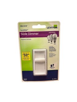 Leviton Decora SureSlide Universal Single-Pole Slide Dimmer 6672-1LW White