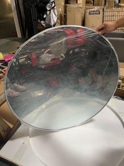 39 Inch Round Mirror, Silver