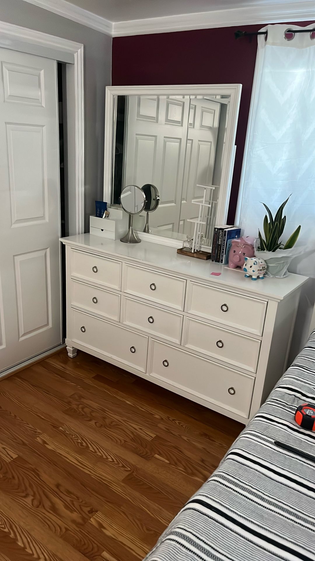 White Dresser W/Mirror