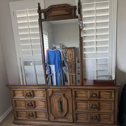 Wooden Dresser With Mirror