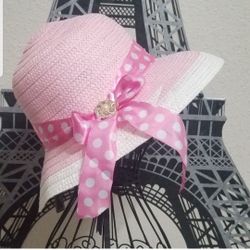 Womens Pink Straw Fashion Hat with Bow