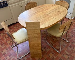 Vintage MCM Kitchen Table-4 Chairs-Leaf Table