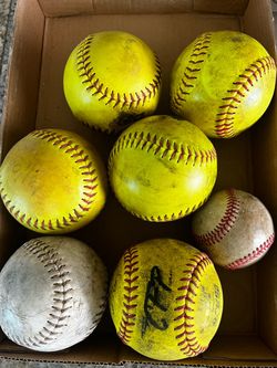 Lot of 7 Used Softballs and Baseballs