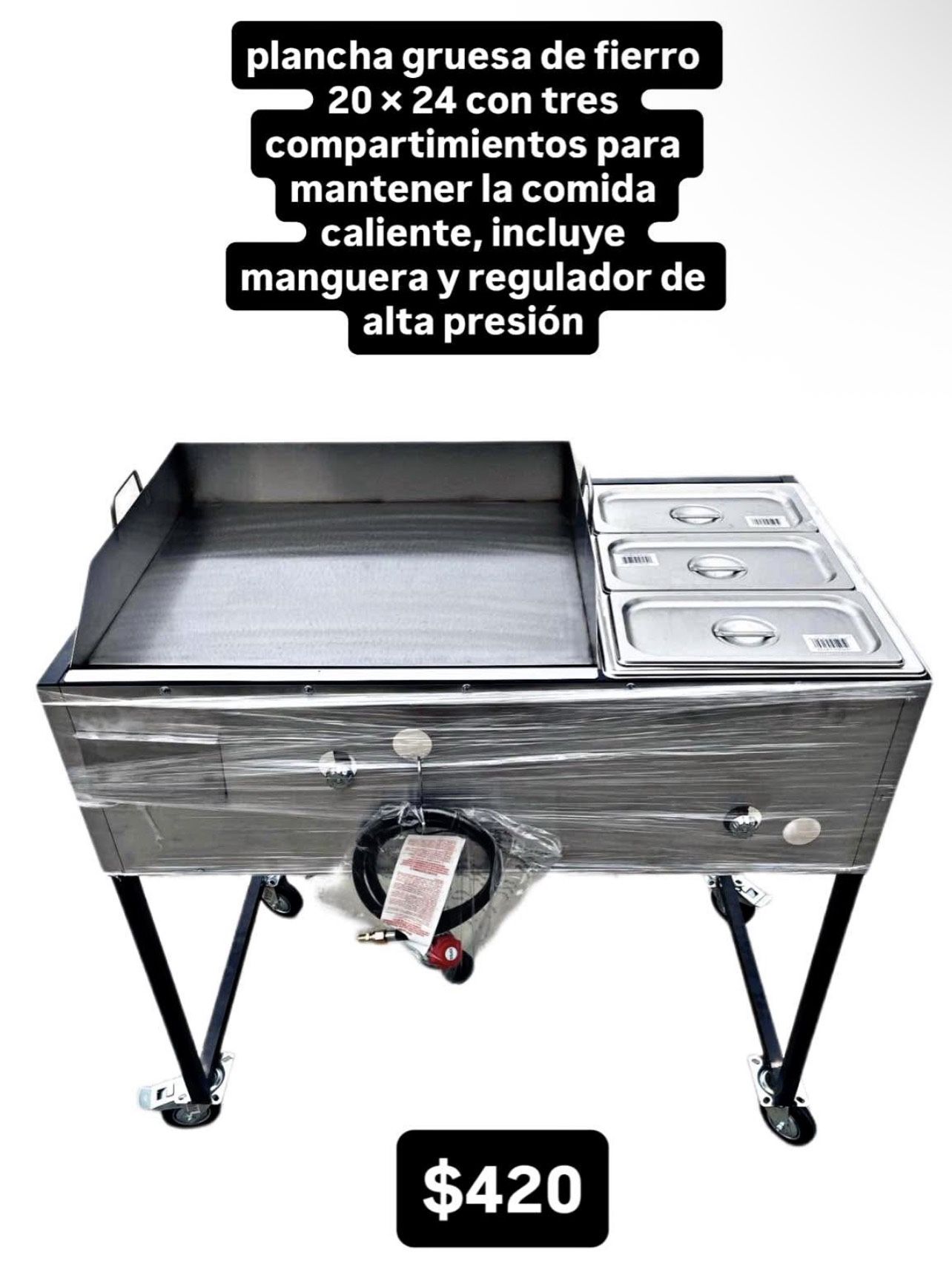 plancha para tacos, carrito para tacos, taco cart