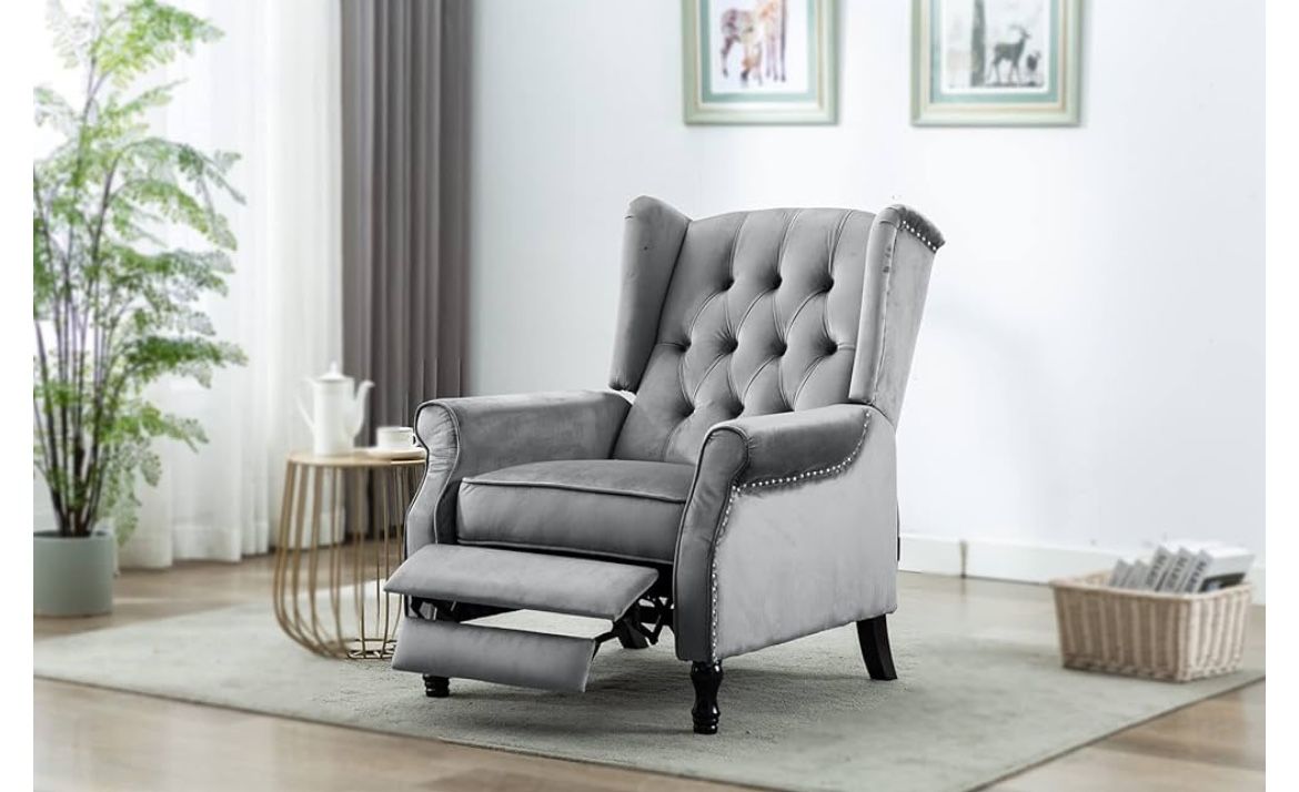 😀 Artechworks Velvet Tufted Push Back Arm Accent Chair Recliner