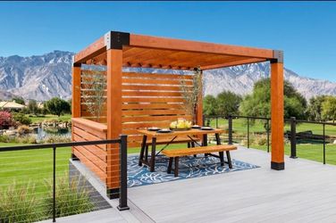 Overhang roof pergola
