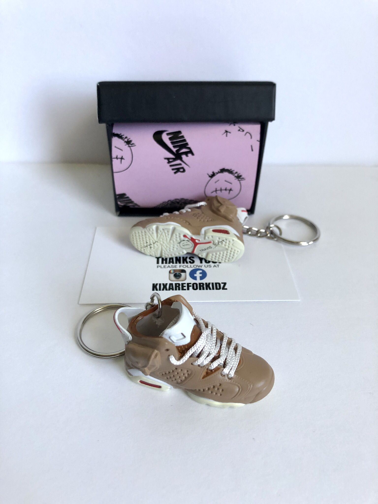 Travis Scott British Khaki  Jordan 6 3D Mini Sneaker Keychain 