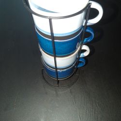 Stacked 4 Mug Set Large And Dishwasher/Microwave Safe