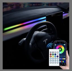 2025-2021 Tesla Model 3/Y Interior Neon Lights For Dashboard, RGBIC Color Changing LED Strip Lights With App & Remote Control,Tesla Model 3/Y Accessor