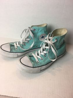 Converse All Star Aqua Turquoise Lt. Blue Women 6 Men 4 Canvas high top Shoes Skater