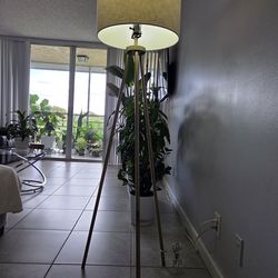 Modern Tripod Floor Lamp – Gold Base – Excellent Condition