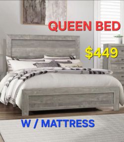 Queen  bed with mattress  $449